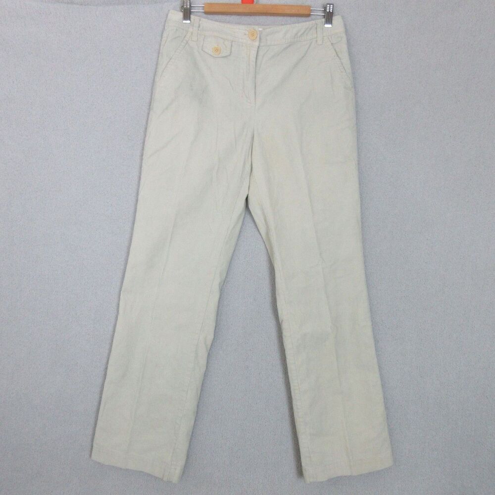Talbots Corduroy Pants Womens 10Tan Beige High Waist Straight Leg Stretch